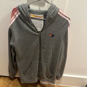 Pink striped aviator nation zip up hoodie!